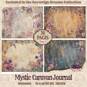 Mystic Caravan Junk Journal Paper | Junk Journal Kit | Printable Journal | Digital Paper Ephemera | Distressed Collage | Bohemian Journal