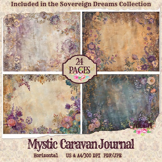 Bohemian Mystical Art Paper for Journal Makers, Artists, Boho FLoral Pages Vintage For Collage, Junk JOurnal Pages, Printable Scrapbooking