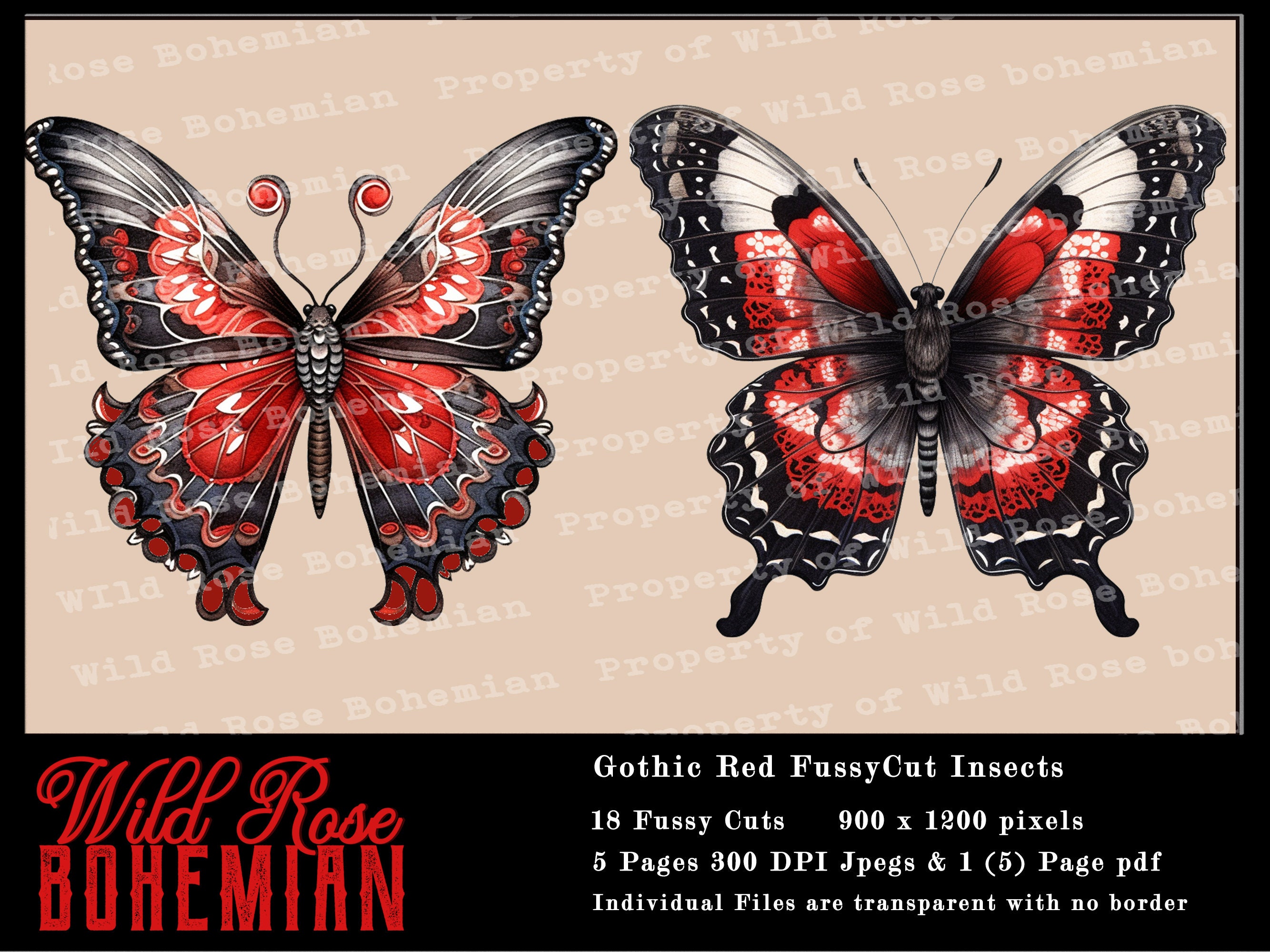 Gothic Insect Gothic Insect Clipart Black and Red Gothic Spider Graphics, Fussy Cuts ...