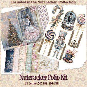Christmas Nutcracker Folio Collage Paper | Junk Journal | Ballet Printable Christmas| Digital Paper Ephemera | Distressed Collage Shabby