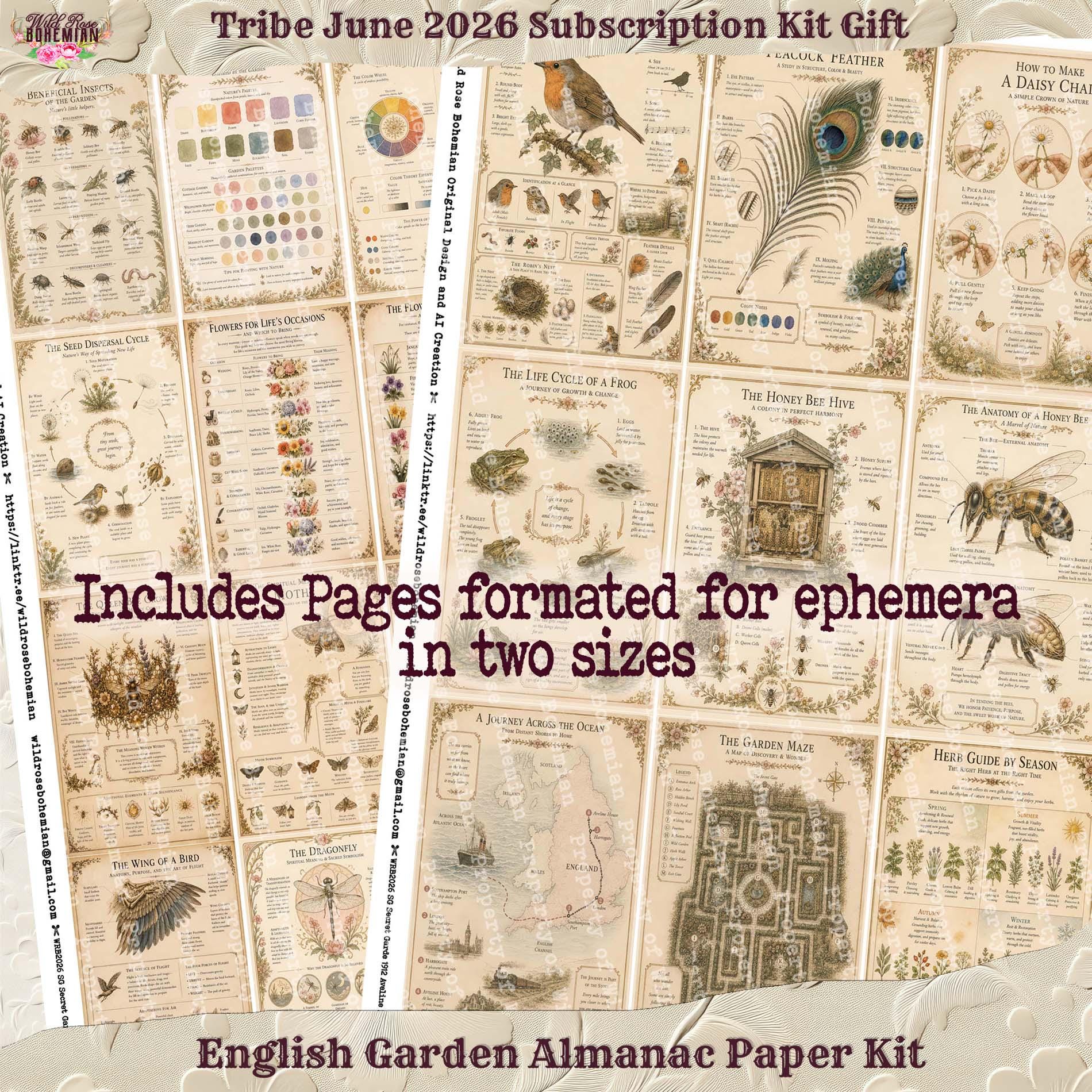 English Garden Almanac Printable Collection, Vintage Botanical ...