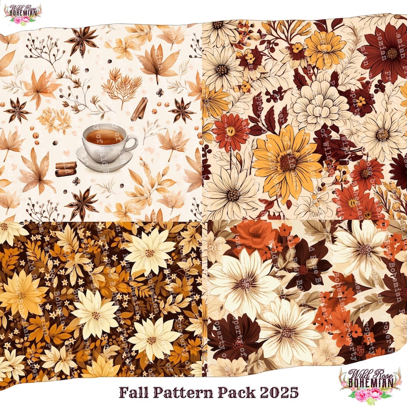 Autumn Digital Paper Pack: Vintage Fall Patterns for Art Journal, Fall ...