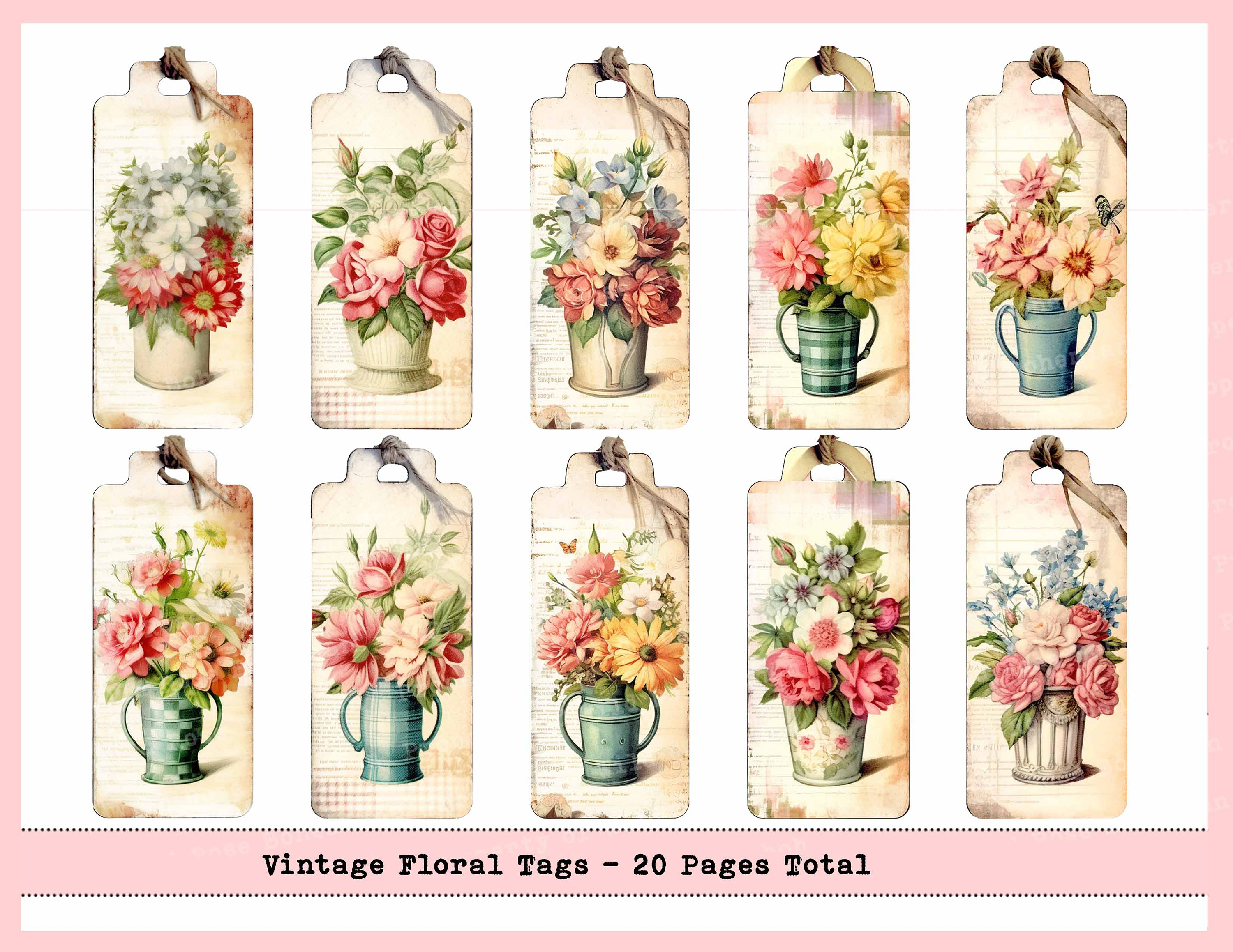 Vintage Floral Tags Junk Journal Ephemera Kit Vintage Floral - Etsy