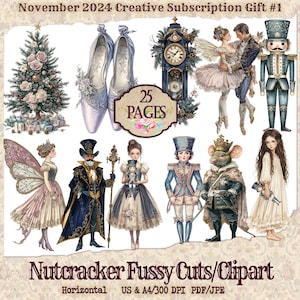 Nutcracker Ballet Clipart | Junk Journal Kit | Printable Nutcracker Ballet Images | Sublimation Clipart| Fussy Cuts | Transparent PNGS