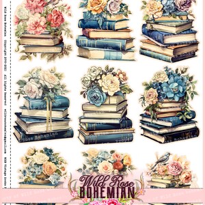 Shabby Chic Books PNG, Librarian Clipart, Bookworm Graphics, Book Lover ...