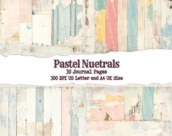 Pastel Digital Papers, Junk Journal, Scrapbook, Collage Sheets, Ephemera, Instant Download PDFs, Mixed Media, Textured Background, grunge