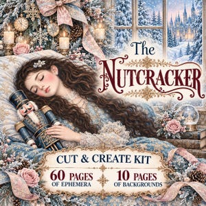 Nutcracker Ballet Christmas Winter Junk Journal Kit: Christmas Ephemera, Nutcracker Scrapbooking Kit, Printable Journal Supplies