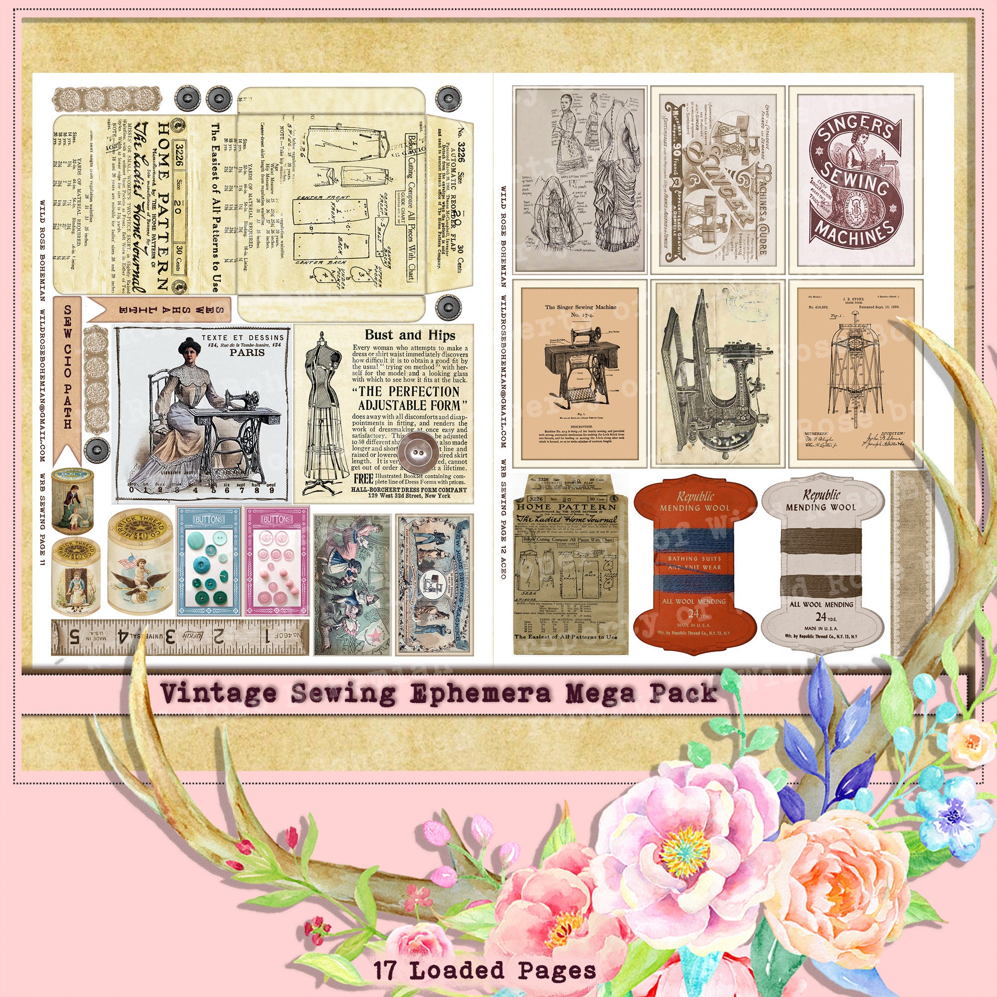 Vintage Sewing Ephemera Sewing Junk Journal Ephemera Sewing Etsy