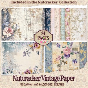Vintage Wallpaper Printable Collage Paper | Junk Journal | Printable Antique Paper | Digital Paper Ephemera | Distressed Collage Shabby