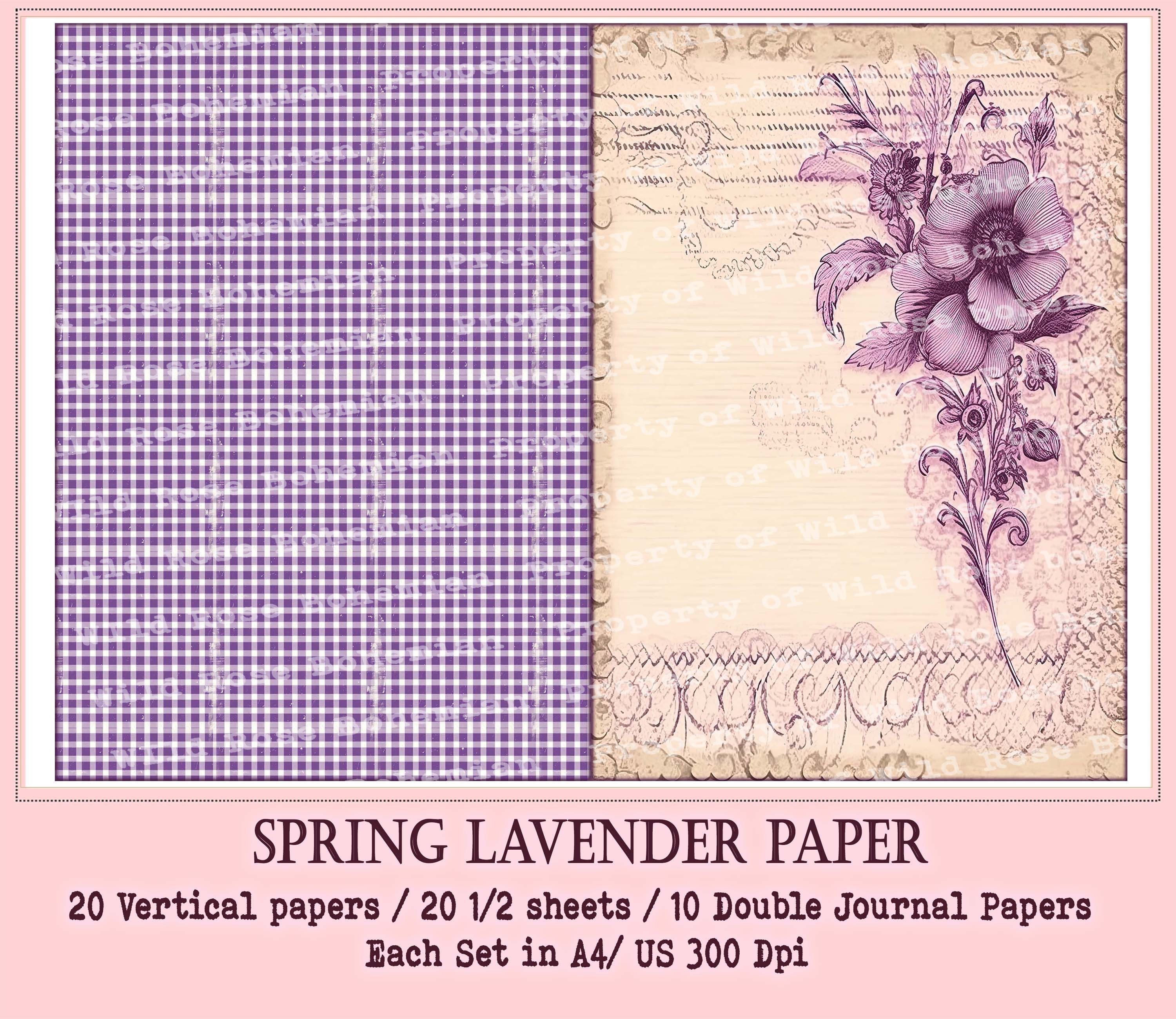 Purple Spring Printable Paper, Shabby Chic Lavender Rose, Lilac ...