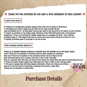 May include: A digital download information page with a white background and black text. The text includes information about the files, the purchase process, and the digital download. The text also includes the phrase "Wild Rose Bohemian".