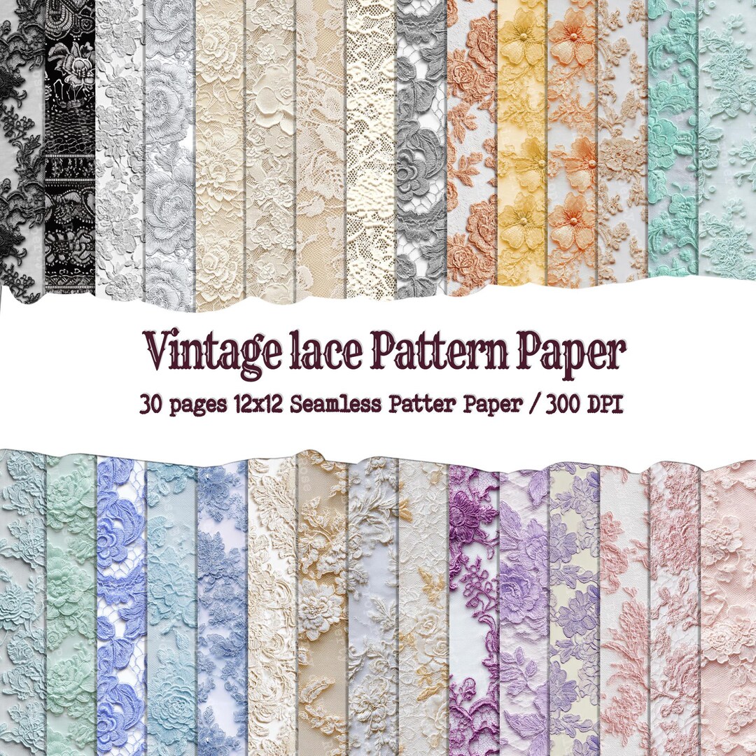 Lace Shabby Chic Digital Papers, Vintage Lace Seamless Backgrounds Junk ...