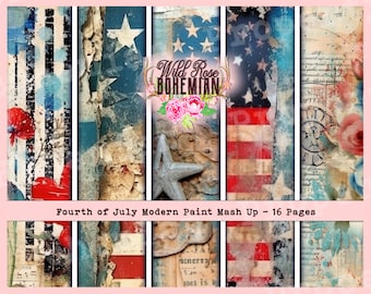 Fourth of July Printable Paper, Fourth of July Junk Journal Printable, Patriotic Junk Journal kit, Fourth of July Junk Journal Printable