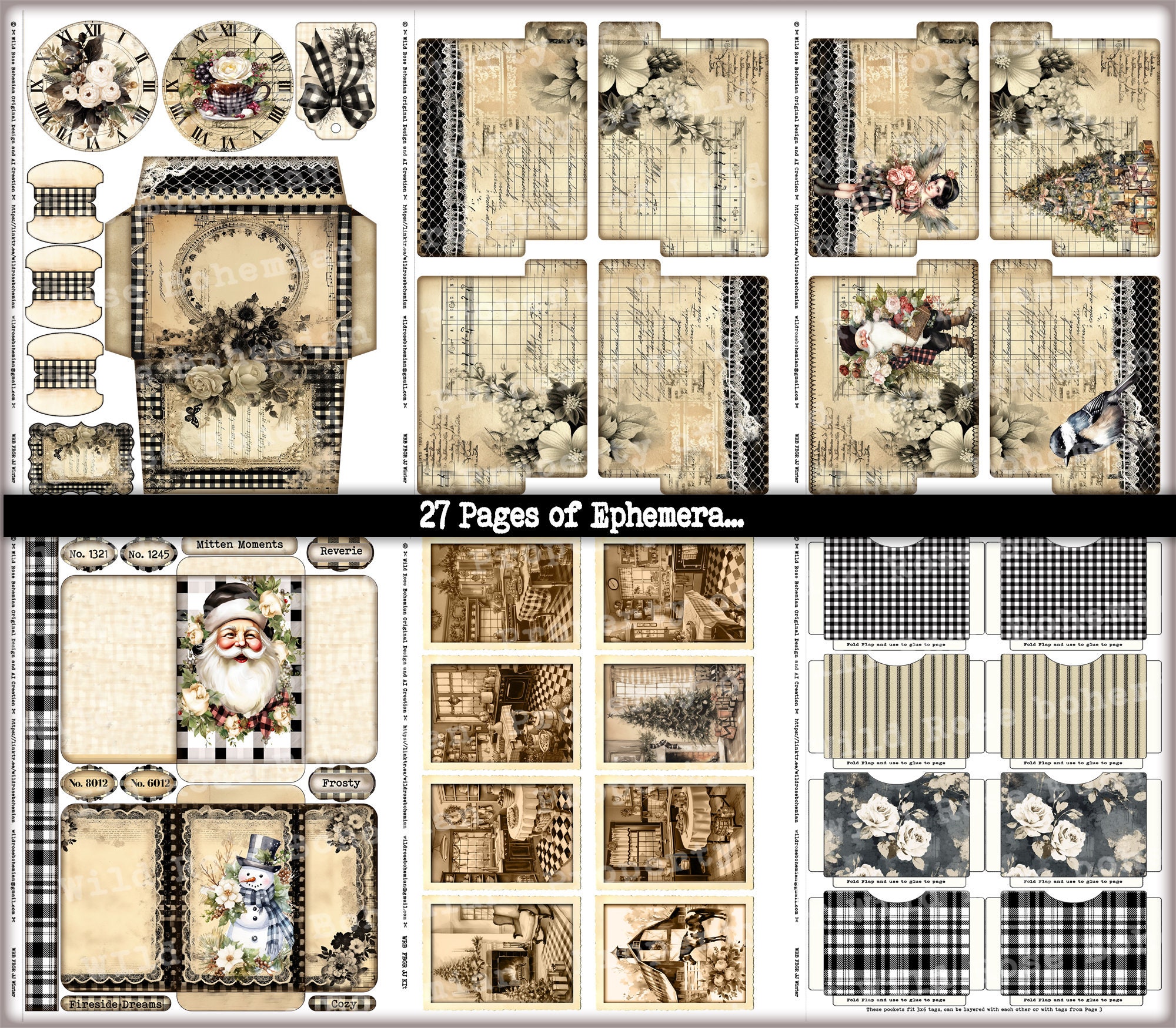 Winter Junk Journal Farmhouse Printable Kit, Farmhouse Ephemera ...