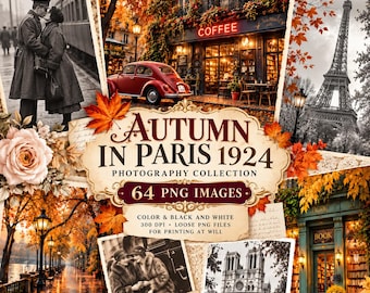 Paris Autumn vintage photos, fall junk journal digital, autumn harvestphotos, journal printable ephemera Paris scrapbook vintage photos