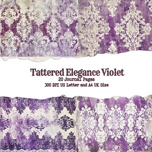 Violet Lace Printable Paper, Antique Purple Junk Journal Ephemera, Junk Journal Vintage background, Linen and Lace, Printable Lace