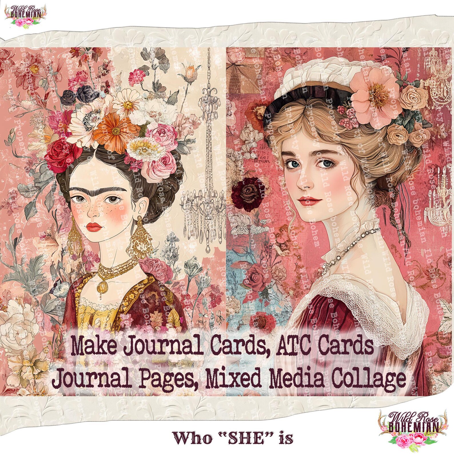 Art Girl Collage Paper Pack: Junk Journal Mixed Media (digital Download ...