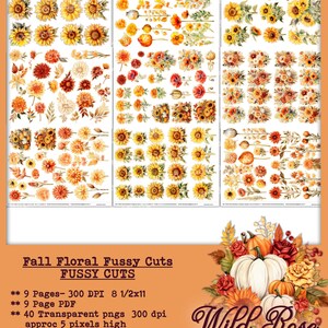 May include: A set of 40 digital fall floral fussy cuts, featuring sunflowers, pumpkins, and other autumnal elements. The digital images are high resolution and perfect for crafting projects.