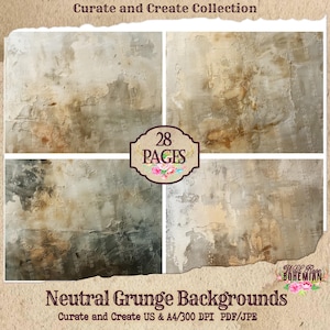 Neutral Grunge Junk Journal Paper | Junk Journal | Mixed Media Journal Page | Digital Paper Ephemera | Distressed Collage Art