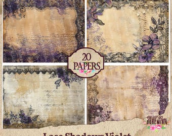 Halloween Violet Lace Printable Paper: Gothic Junk Journal Ephemera, purple lace gothic grunge, scrapbooking grunge paper, gothic scrapbook