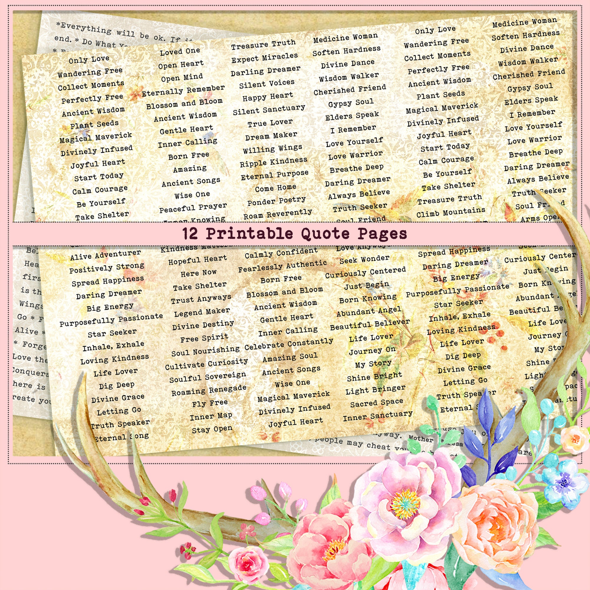 Printable Quote Pages Journal Pages Junk Journal Kit - Etsy