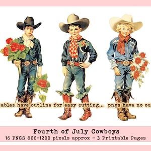 Independence Day Patriotic Clipart, Cowboy Clipart, Fourth of July Cowboy Fussy Cuts, Patriotic Cowboy Fussy Cuts,
