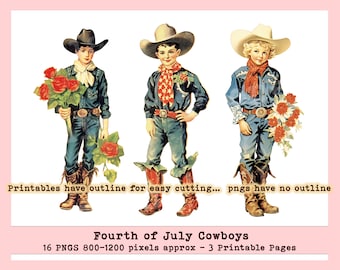 Independence Day Patriotic Clipart, Cowboy Clipart, Fourth of July Cowboy Fussy Cuts, Patriotic Cowboy Fussy Cuts,