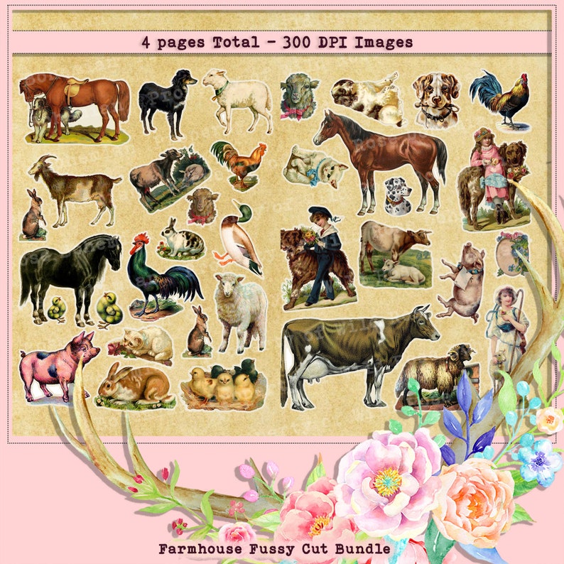 Farm Clipart Farm Animal Graphics or Stickers for Junk Etsy