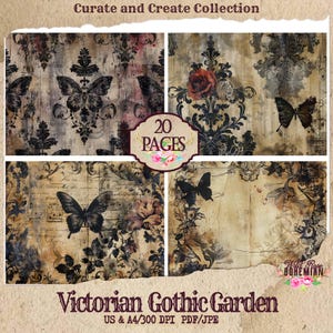 Victorian Gothic Garden Paper: Grunge Floral Pages (Digital Download)