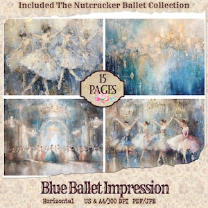 Nutcracker Ballet Junk Journal | Junk Journal Kit | Printable Nutcracker Ballet Half Sheets | Digital Paper  Christmas Digital Paper
