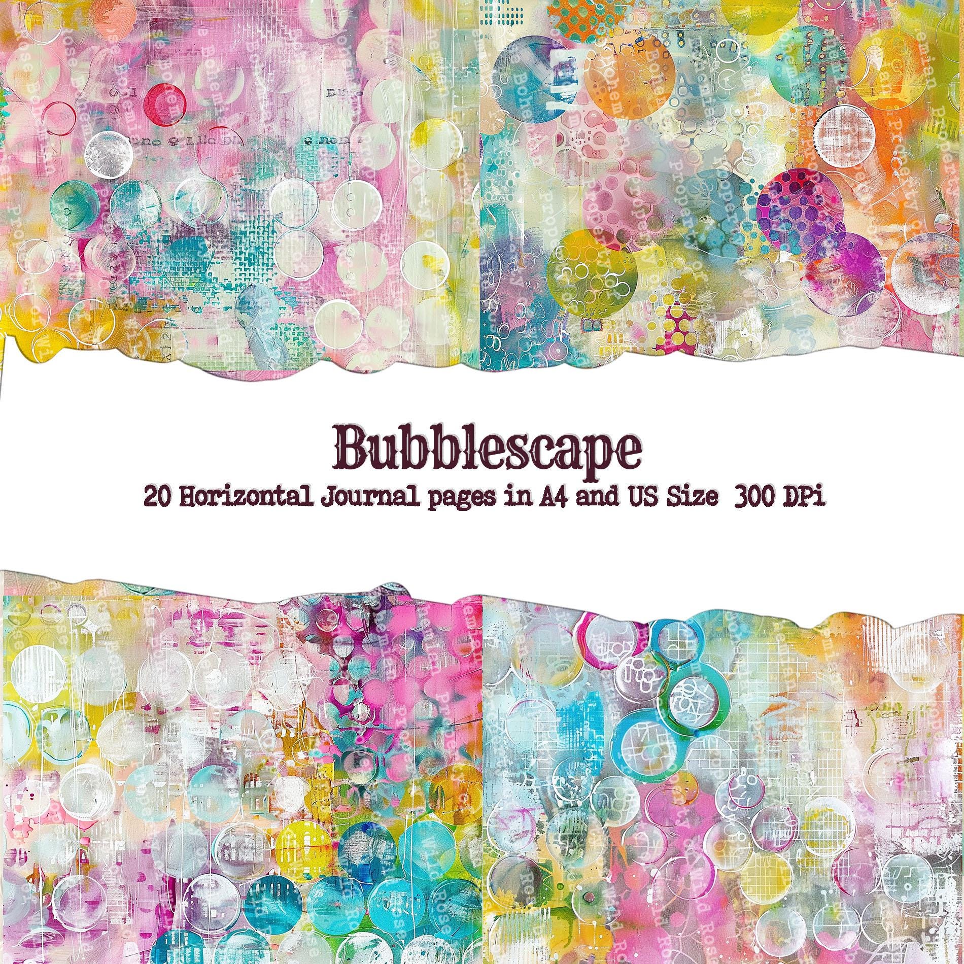 Bubblescape Mixed Media Journal Paper: Colorful Grunge (Digital Download)