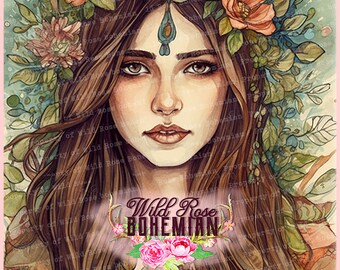 Meditator in Lotus, Original Watercolor Printable Art, Frameable Art, Muncha Printable, Junk Journal Printable Watercolor, brown and orange