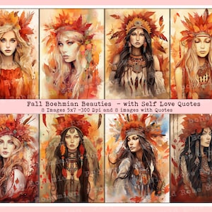 Fall Bohemian Beauties, Fall Journal Cards, Fall Printable Sentiments and Quotes, Fall Bohemian Printable, Fall Self Love Quotes
