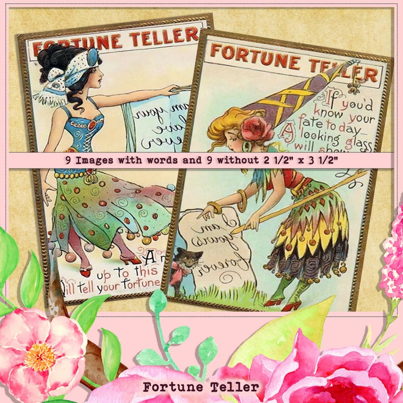 Antique Fortune Teller Cards Gypsy Ephemera Vintage Fortune Etsy