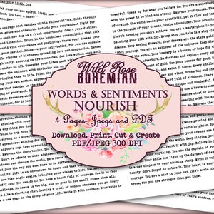 Words to Nourish Your Soul Printable Life Quotes and Sentiments for Crafting, Junk Journal Words, s Words for Mixed Media and Collage