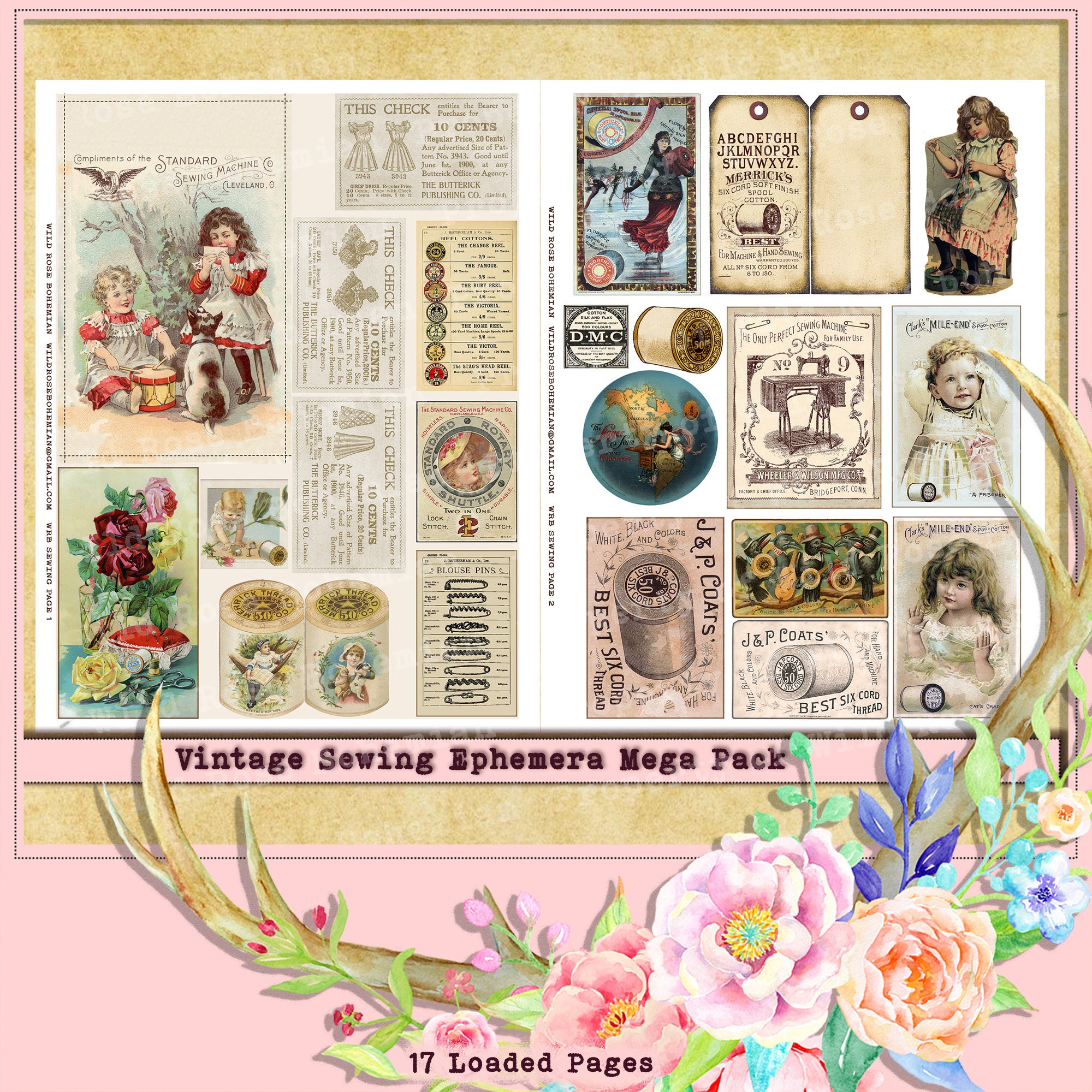 Vintage Sewing Ephemera Sewing Junk Journal Ephemera Sewing Etsy