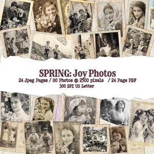 Vintage Photos Spring Joy, Printable Antique Photos – Relationship Emotions, Elegant, Victorian-Inspired Digital Designs for junk Journals