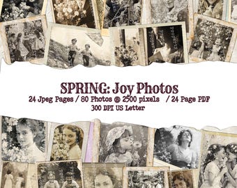 Vintage Spring Photos: Victorian-Inspired Ephemera for Junk Journals (Digital Download)