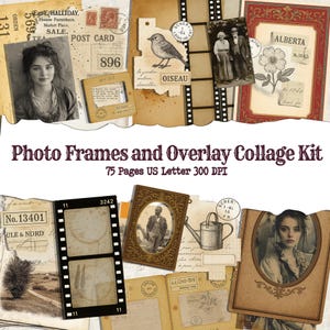 Photo Overlay and Vintage Cabinet Cards, Antique Photo Collage Kit, Photo Slides, and PHoto Strips, Digital Printable, Vintage Photo Collage