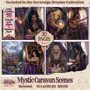 Mystic Caravan Mini Kit Add on Junk Journal Kit | Printable Journal | Digital Paper Ephemera | Distressed