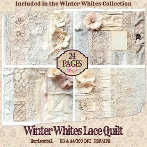 Lace Nostalgic Antique Junk Journal Paper |Paper Beige and White Mixed Media Journal Pages | Digital Ephemera | Distressed Collage Vintage