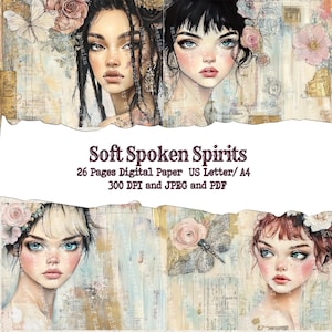 Mixed Media Beauties Paper Pack | Tribal Elegance Digital Backgrounds |  Printable | Artistic Background Sovereign Glow