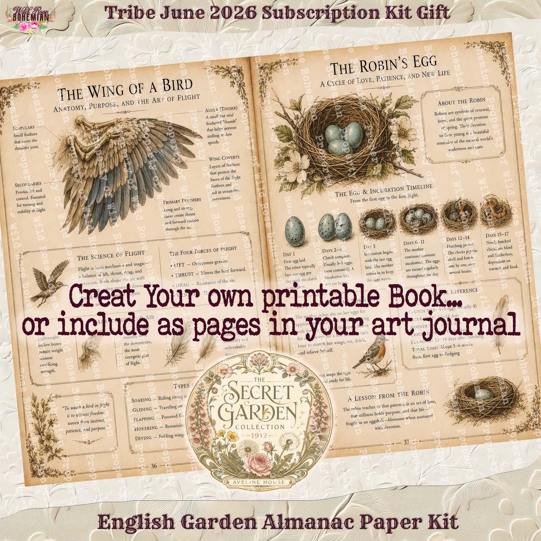 English Garden Almanac Printable Collection, Vintage Botanical ...