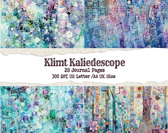 Klimt Kaleidoscope Mixed Media Paper, Abstract Painted Collage Journal Pages, Fine Art Scrapbooking Paper, Junk Journal, Printable Paper