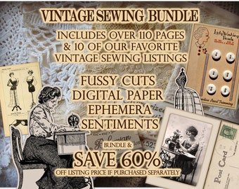 Vintage Sewing Ephemera, Sewing Junk Journal Ephemera, Sewing Ephemera,  Sewing Ephemera Printable Downloadable Sewing Junk Journal Element