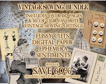 Vintage Sewing Ephemera, Sewing Junk Journal Ephemera, Sewing Ephemera,  Sewing Ephemera Printable Downloadable Sewing Junk Journal Element