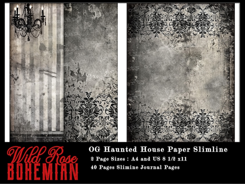 Haunted House Printable Paper, Halloween Haunted House Junk Journal Kit ...