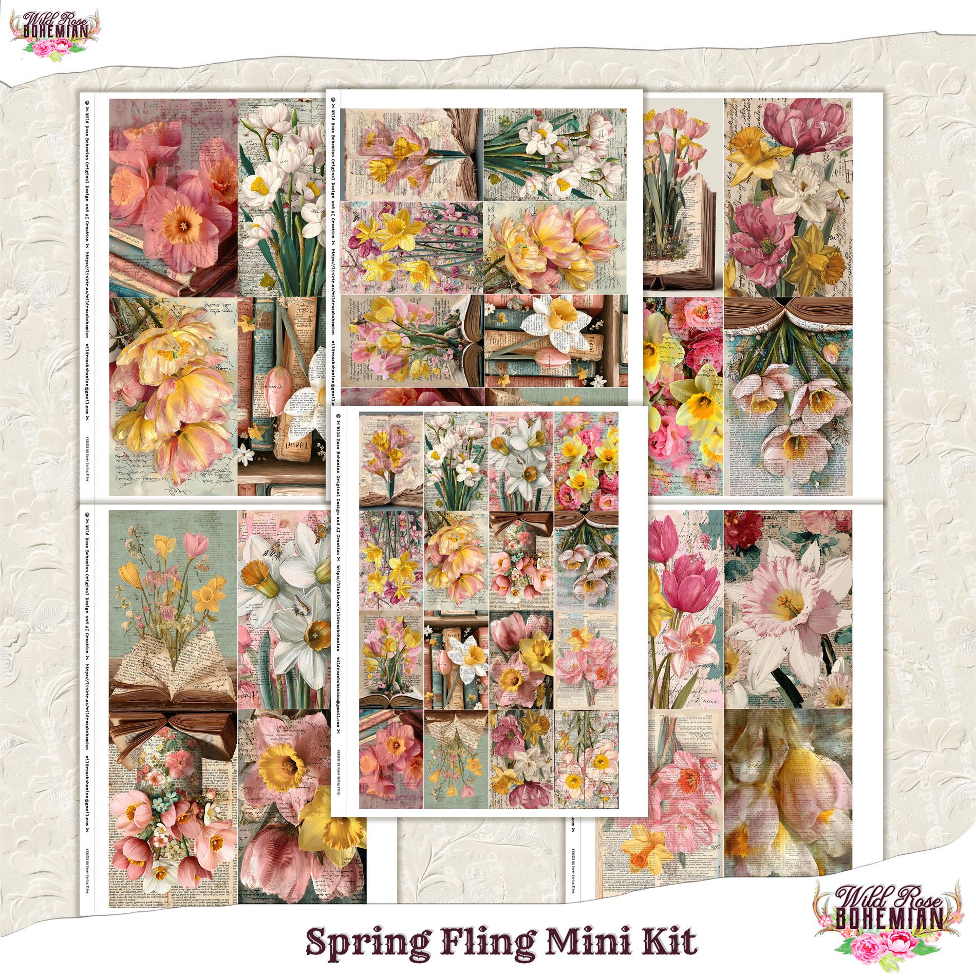 Spring Mixed Media Junk Journal Kit, Vintage Floral Paper Pack ...