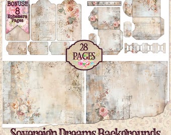 Boho Junk Journal Paper: Neutral Distressed Textures (Digital Download)