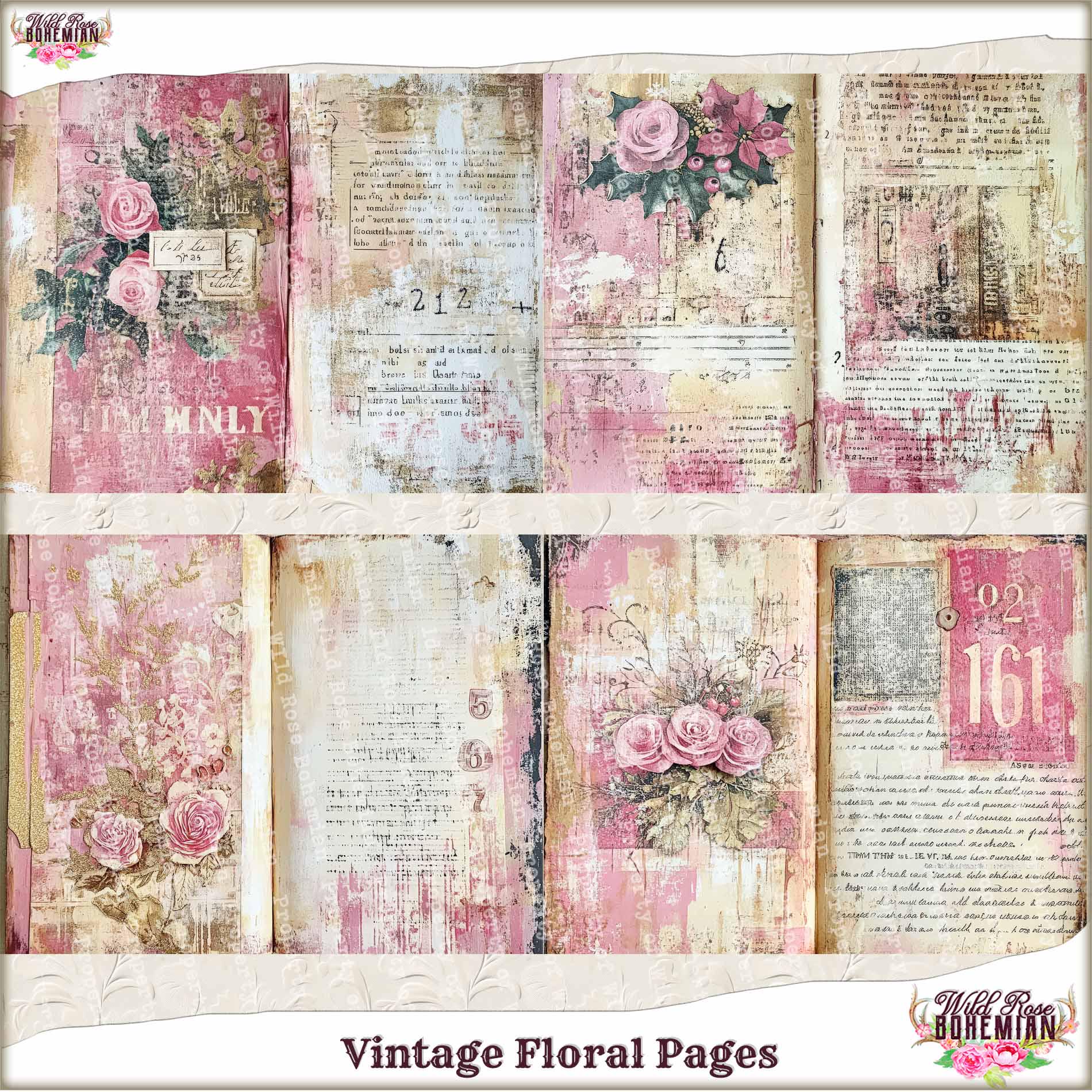 Vintage Floral Printable Paper: Junk Journal Pages (digital Download ...